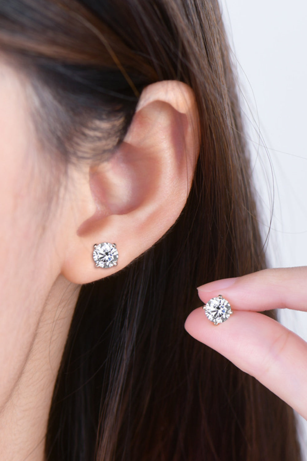 2 Carat Moissanite Sterling Silver Stud Earrings in Gold - women's stud earrings