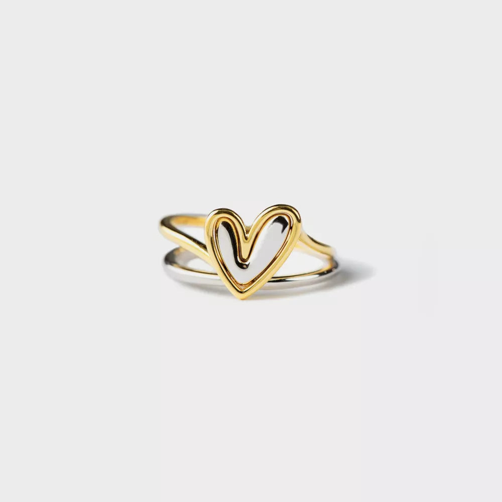 Heart Shape Irregular Sterling Silver Ring in Gold - women's ring