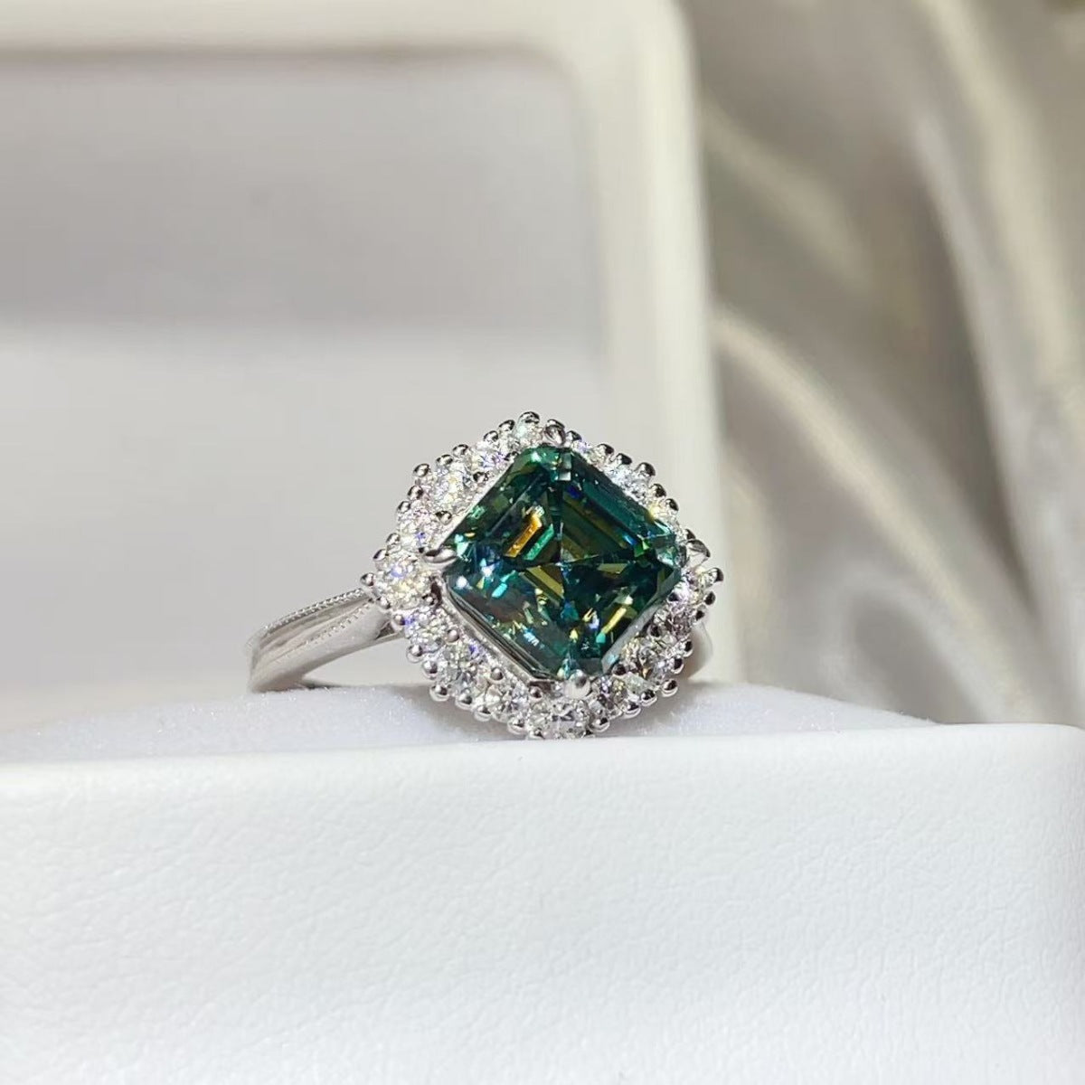 3 Carat Moissanite Sterling Silver Ring in Silver - women's ring