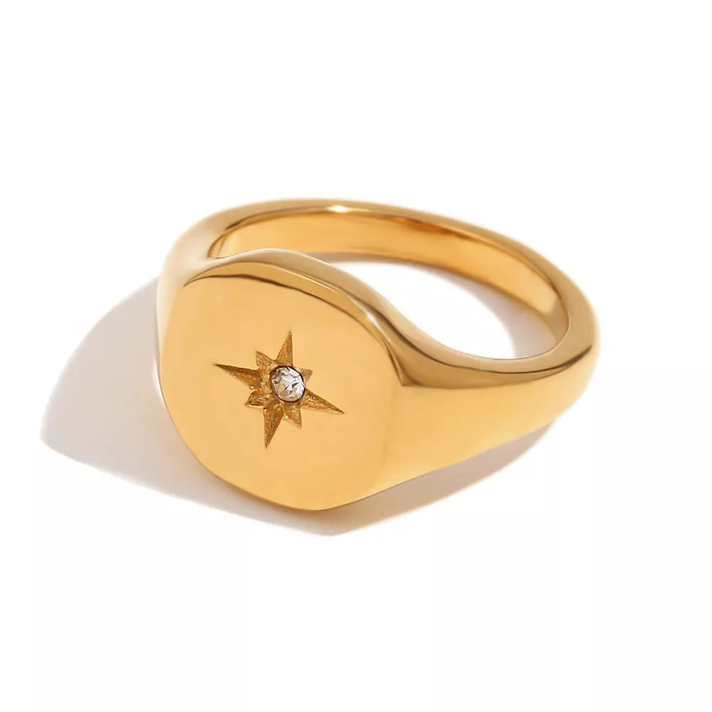 Minimalist North Star Signet Ring - alternate ring view
