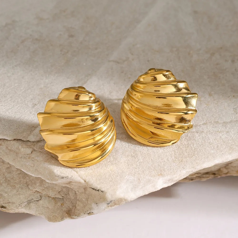 Stainless Steel Shell Shape Stud Earrings - alternate earring view