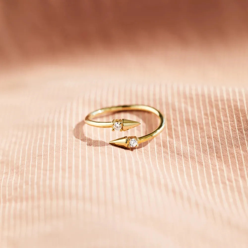 Sterling Silver Inlaid Zircon Bypass Ring - alternate ring view