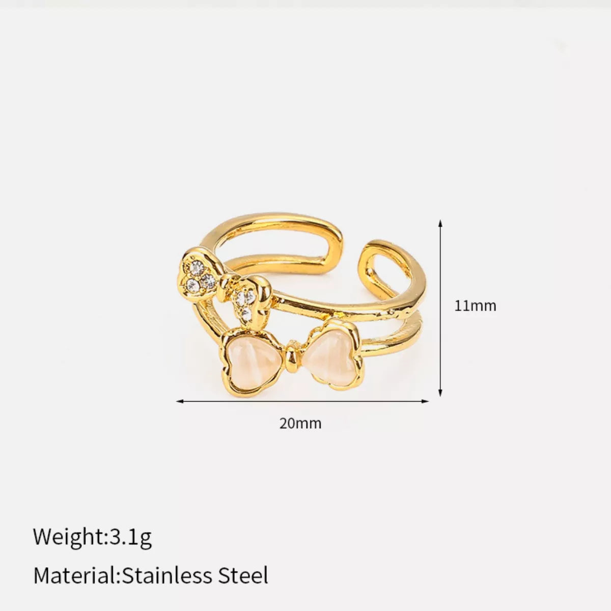 18K Gold-Plated Bow Open Ring - alternate ring view