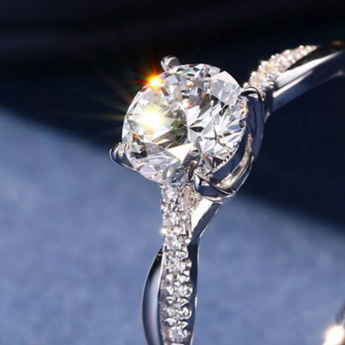 1 Carat Moissanite Sterling Silver Ring - alternate ring view