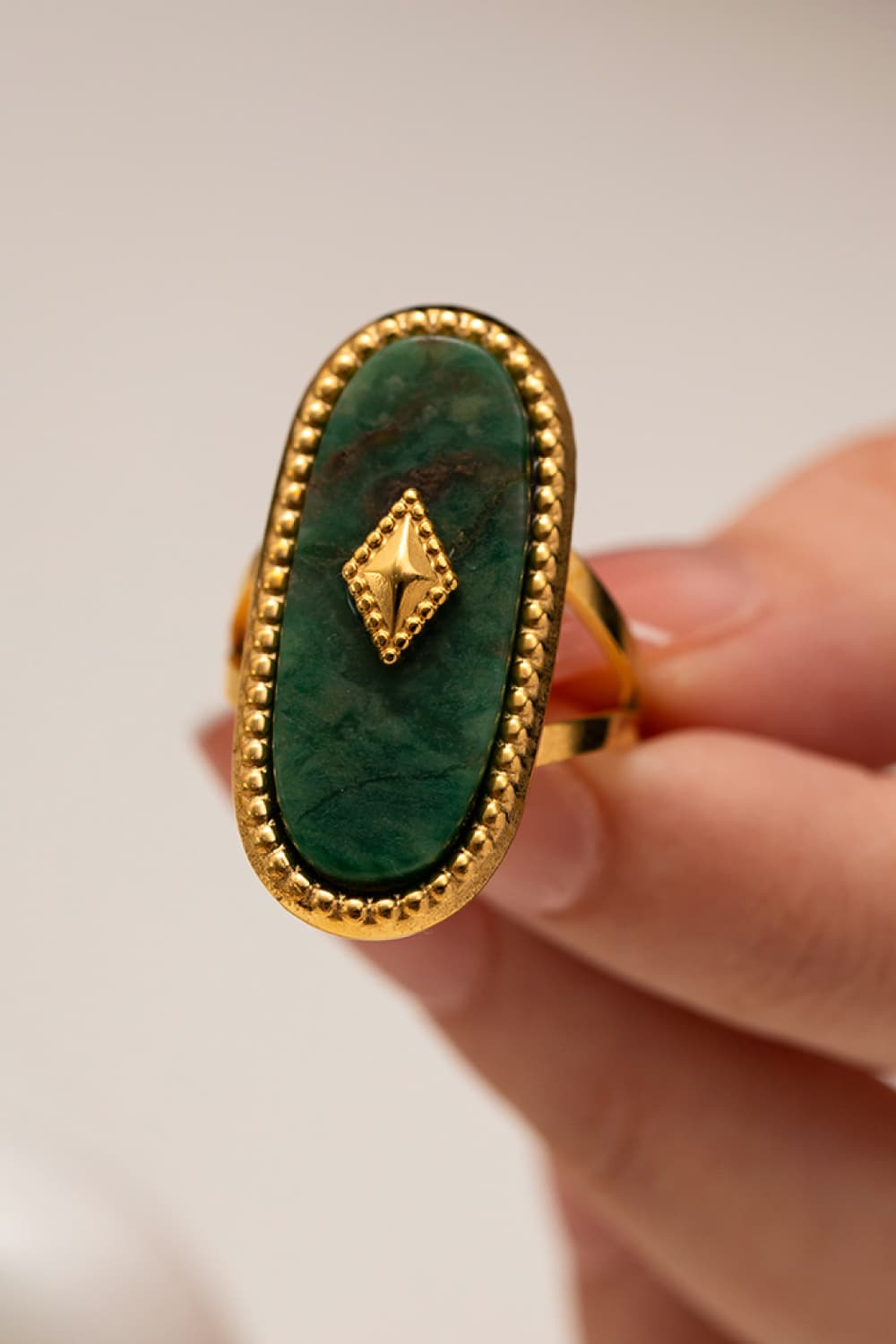 Natural Stone Copper Ring - alternate ring view