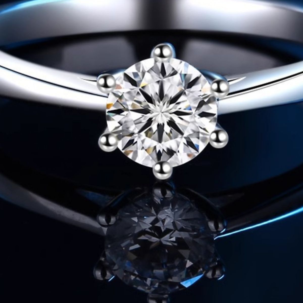 1 Carat Moissanite Sterling Silver Ring - alternate ring view