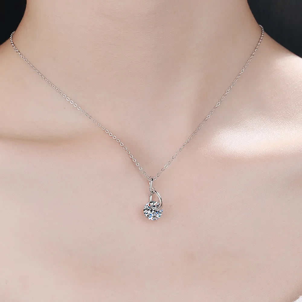 2 Carat Moissanite Sterling Silver Necklace - alternate necklace view