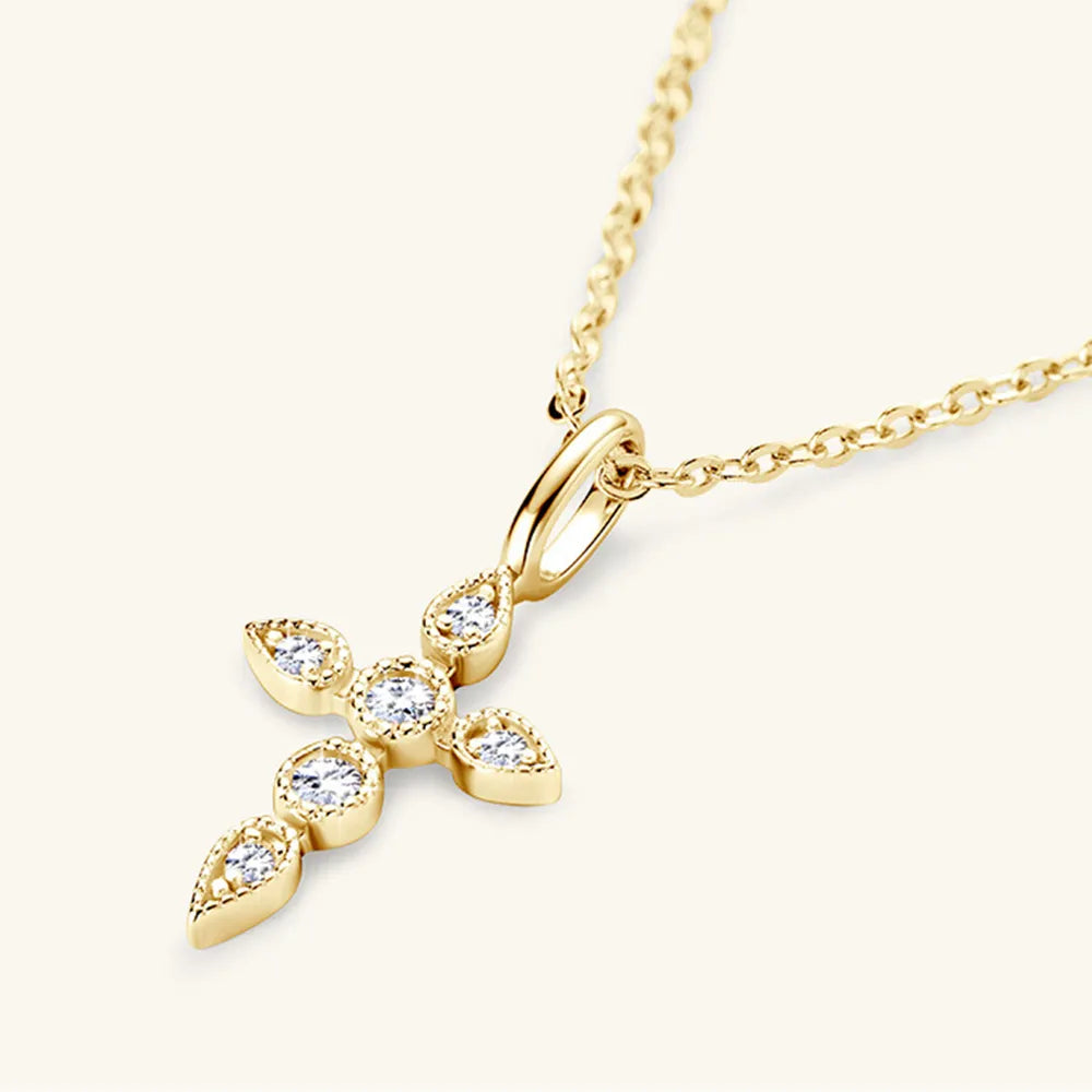 Sterling Silver Moissanite Cross Pendant Necklace in Silver - women's pendant necklace