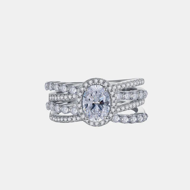 3 Carat Moissanite Sterling Silver Layered Ring in Silver - women's ring