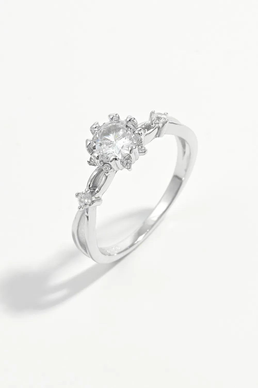 Sterling Silver Inlaid Zircon Ring in Silver - women's ring