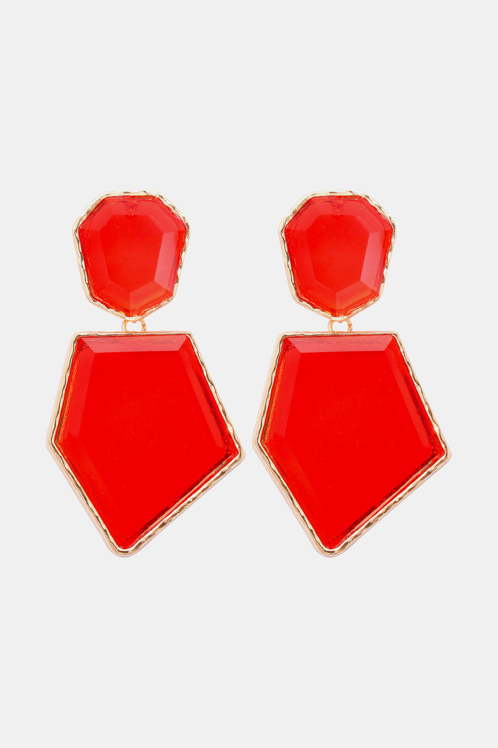 Geometric Shape Zinc Alloy Frame Resin Dangle Earrings - alternate earring view