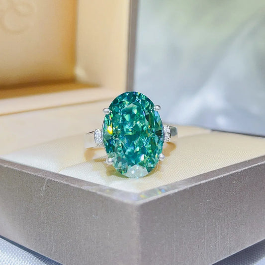 5 Carat Moissanite Sterling Silver Ring in Turquoise - women's ring