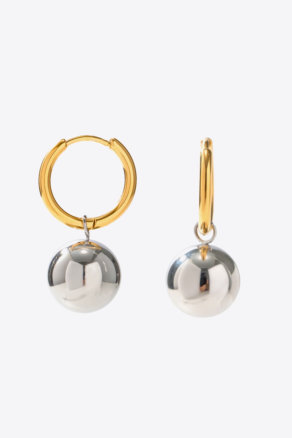 18K Gold-Plated Copper Ball Drop Earrings in Gold/Silver - women's drop earrings