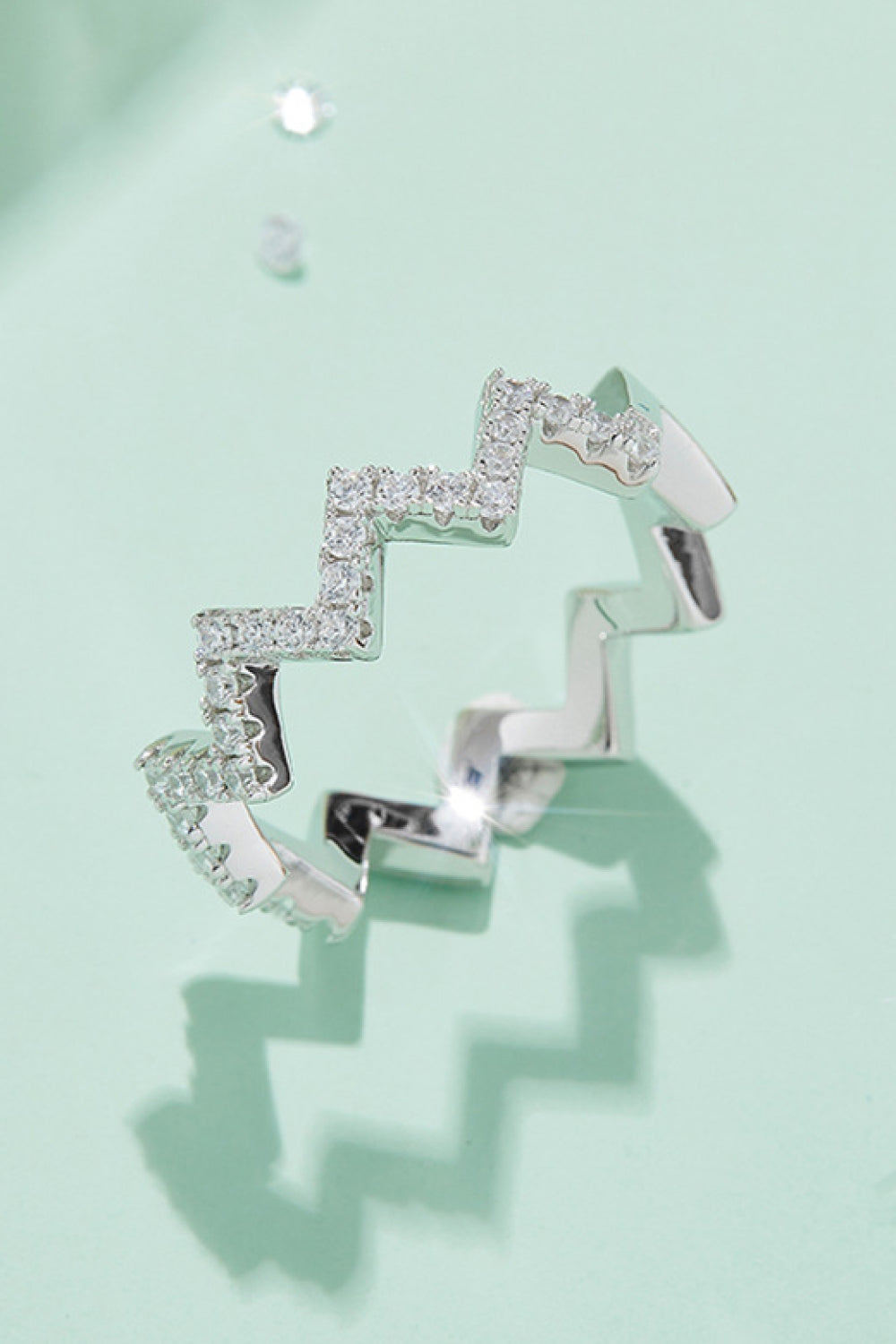 Moissanite Wavy Band Ring in Silver - women's band ring