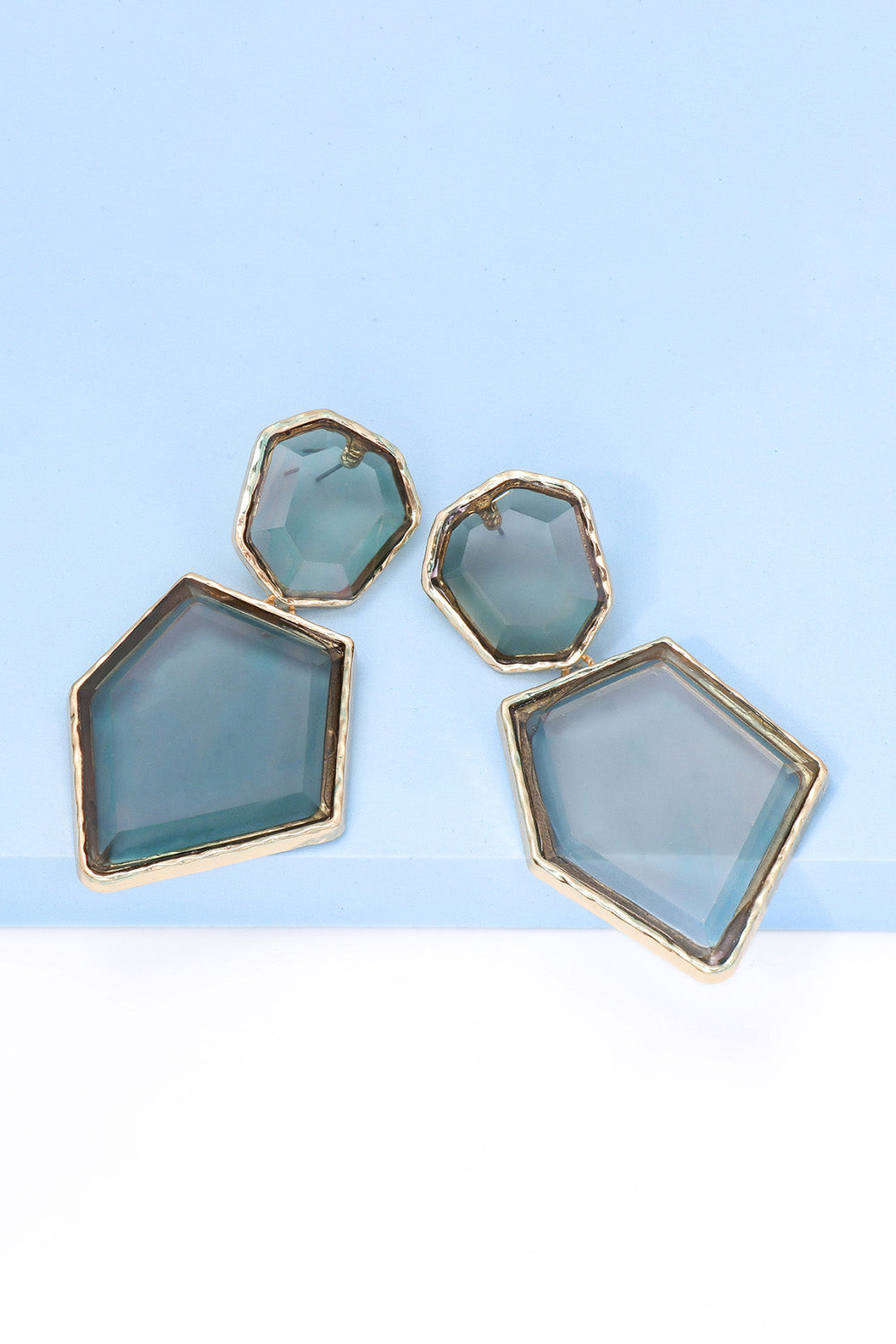 Geometric Shape Zinc Alloy Frame Resin Dangle Earrings - alternate earring view