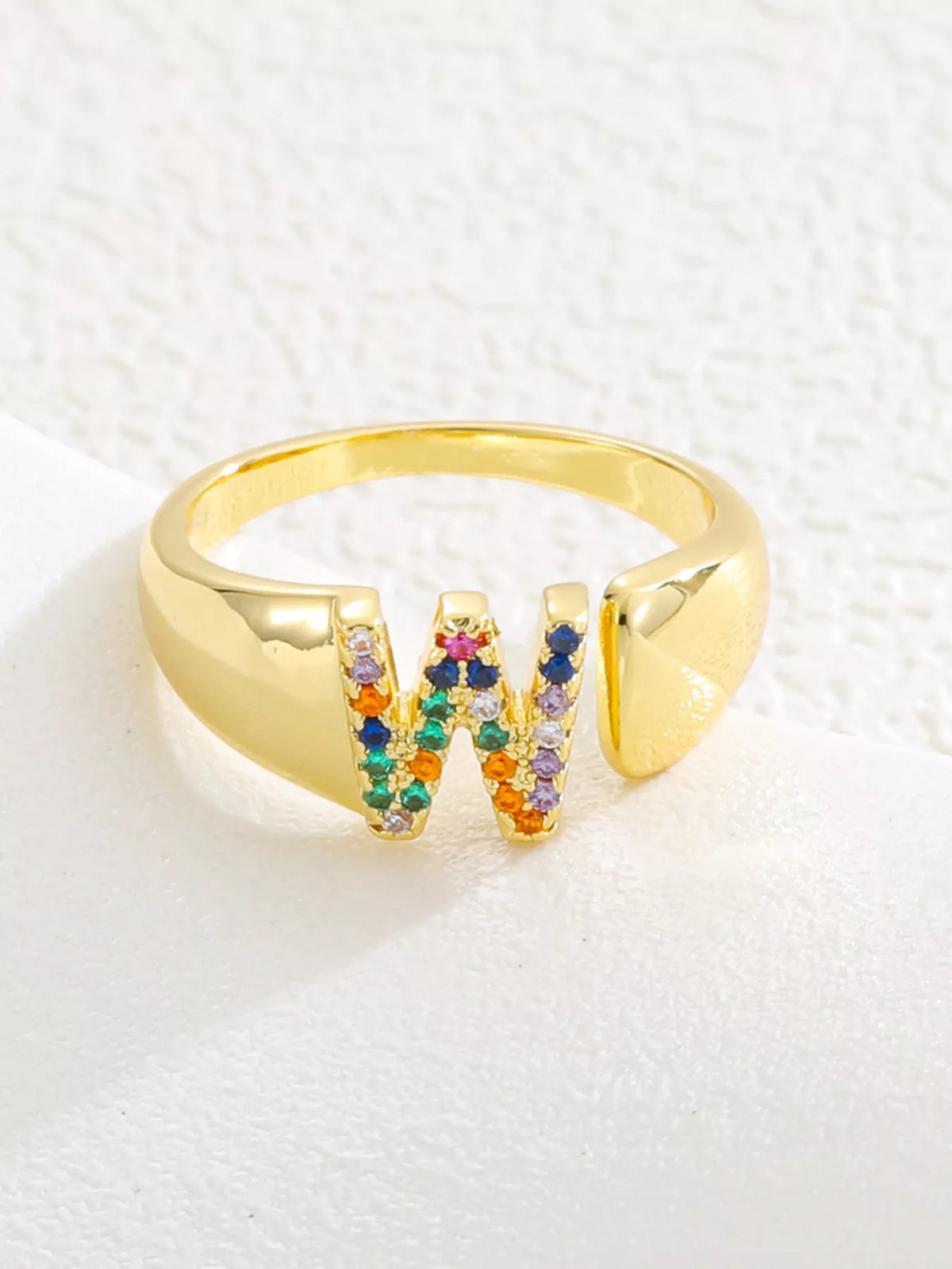 18K Gold-Plated Zircon Letter Ring in Z - women's ring
