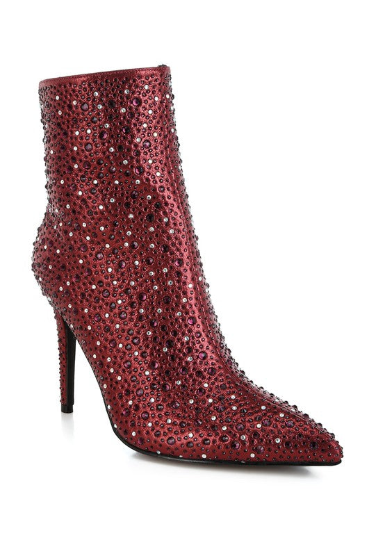 Rhinestones Stiletto Ankle Boots