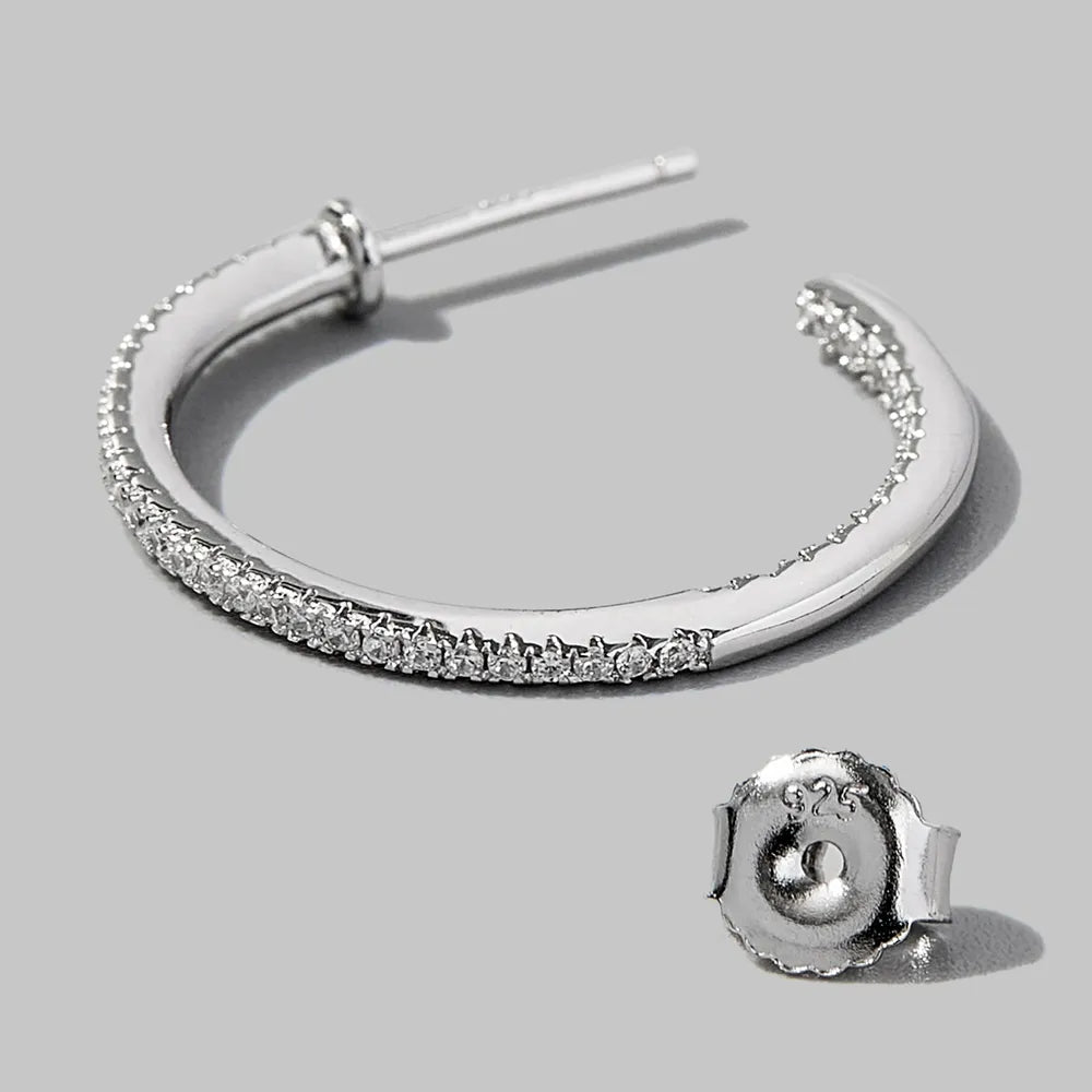 Zircon Sterling Silver C-Hoop Earrings - alternate earring view