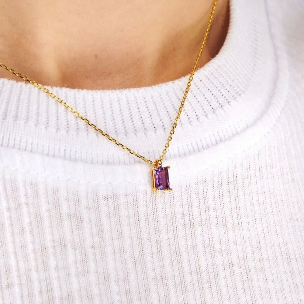 Titanium Steel Inlaid Zircon Pendant Necklace in Style B - women's pendant necklace
