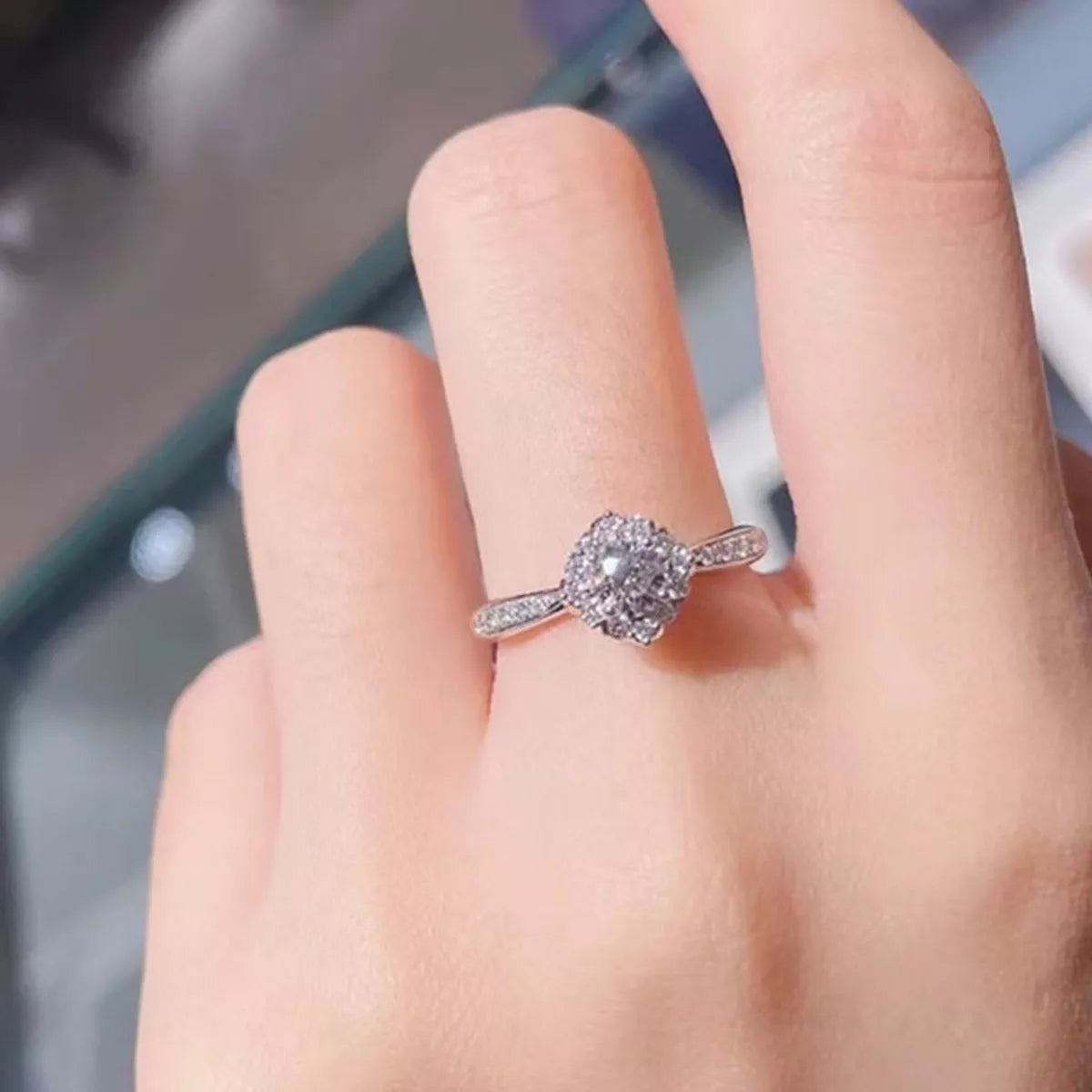 1 Carat Moissanite Sterling Silver Ring - alternate ring view