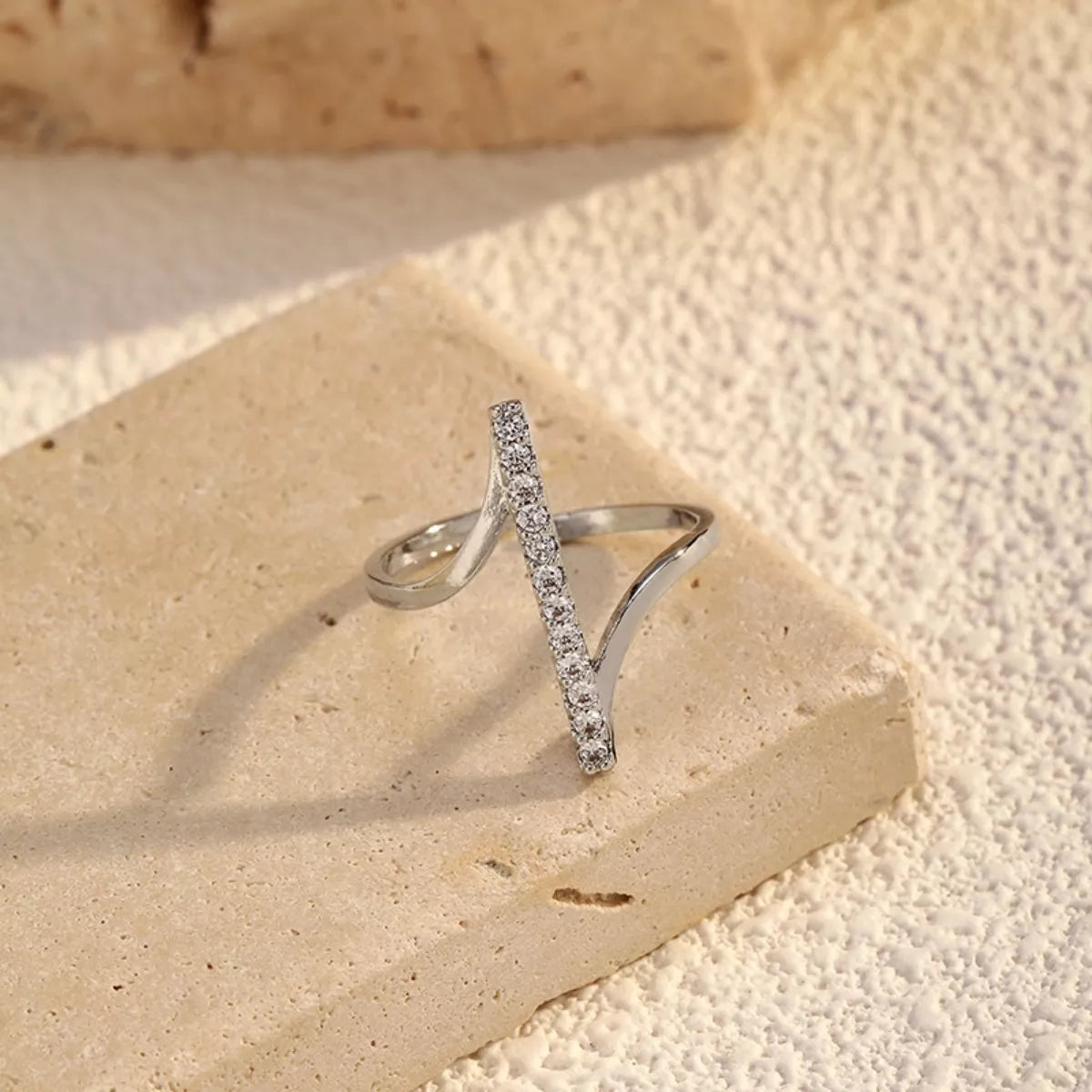 Irregular Rhinestone Ring - alternate ring view