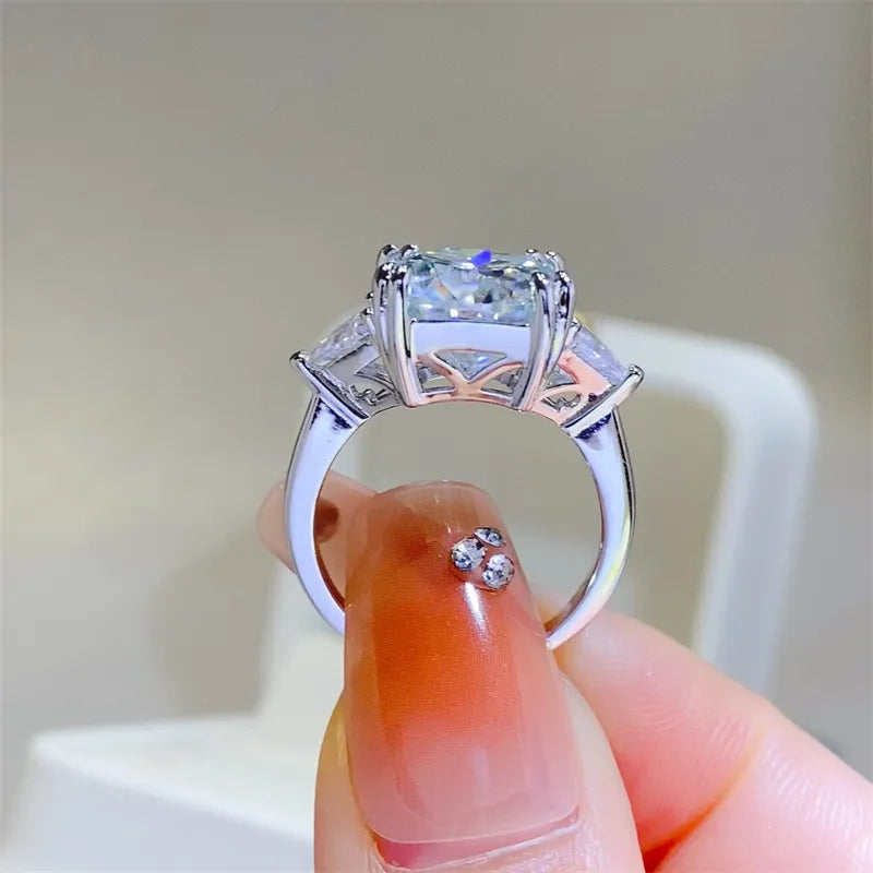5 Carat Moissanite Sterling Silver Ring in Silver - women's ring