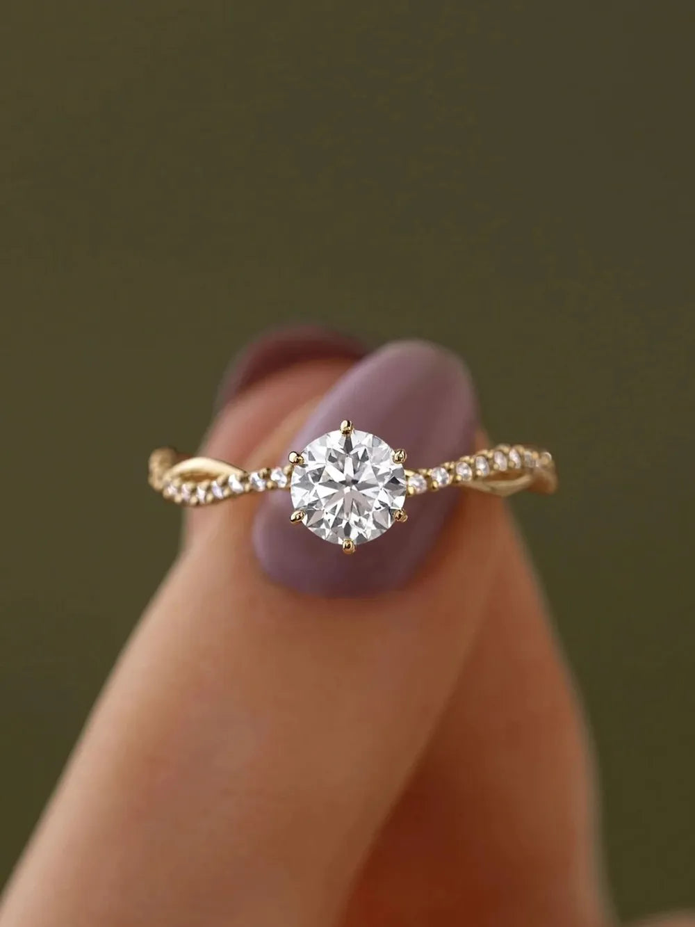 Sterling Silver Inlaid Zircon Ring in Gold - women's ring