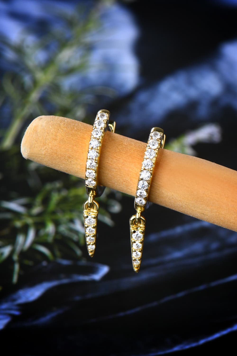 Moissanite Sterling Silver Huggie Drop Earrings - alternate earring view