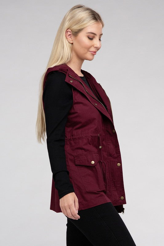 Drawstring Hoodie Vest