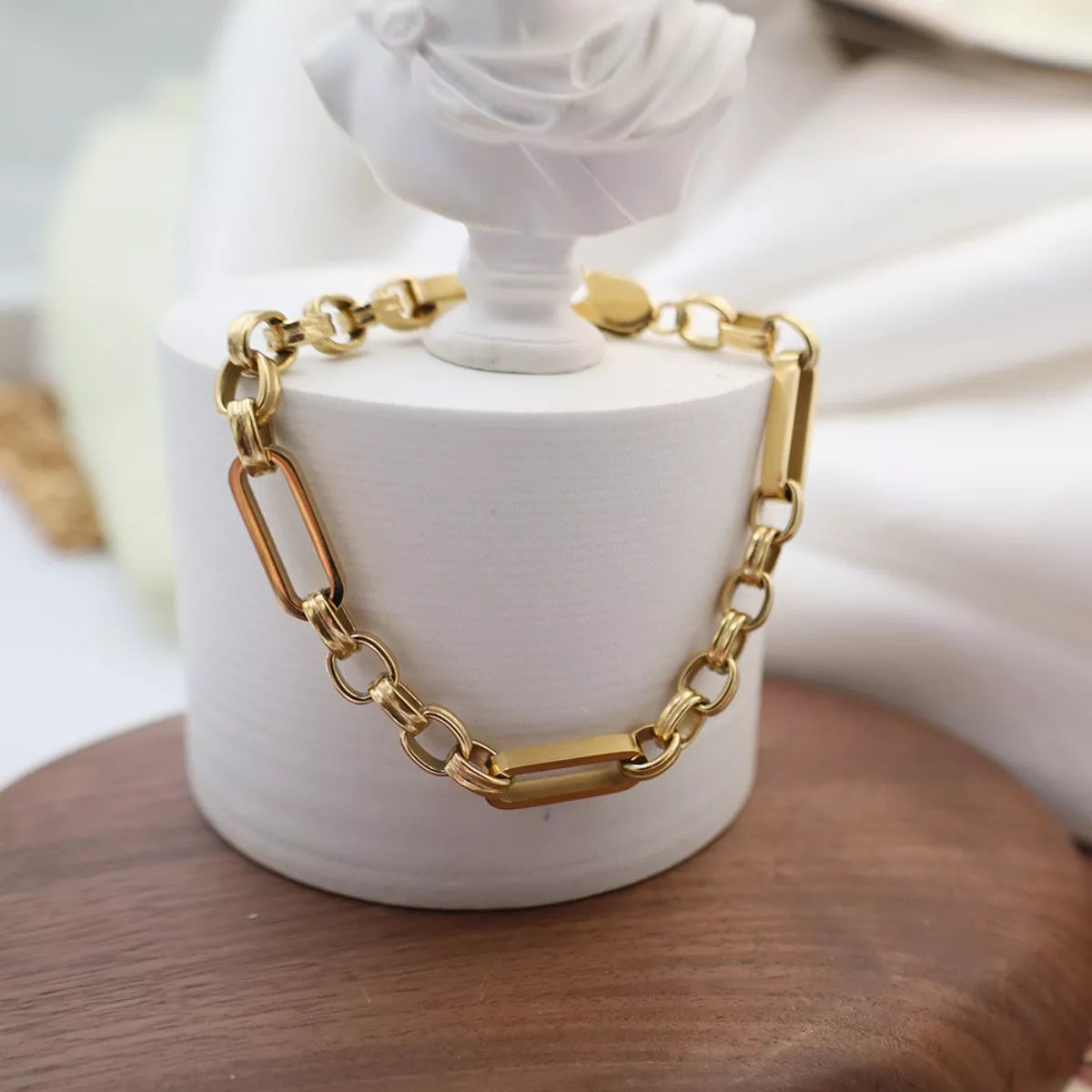 18K Gold-Plated Chunky Gold Chain Link Bracelet in Gold - women's chain bracelet