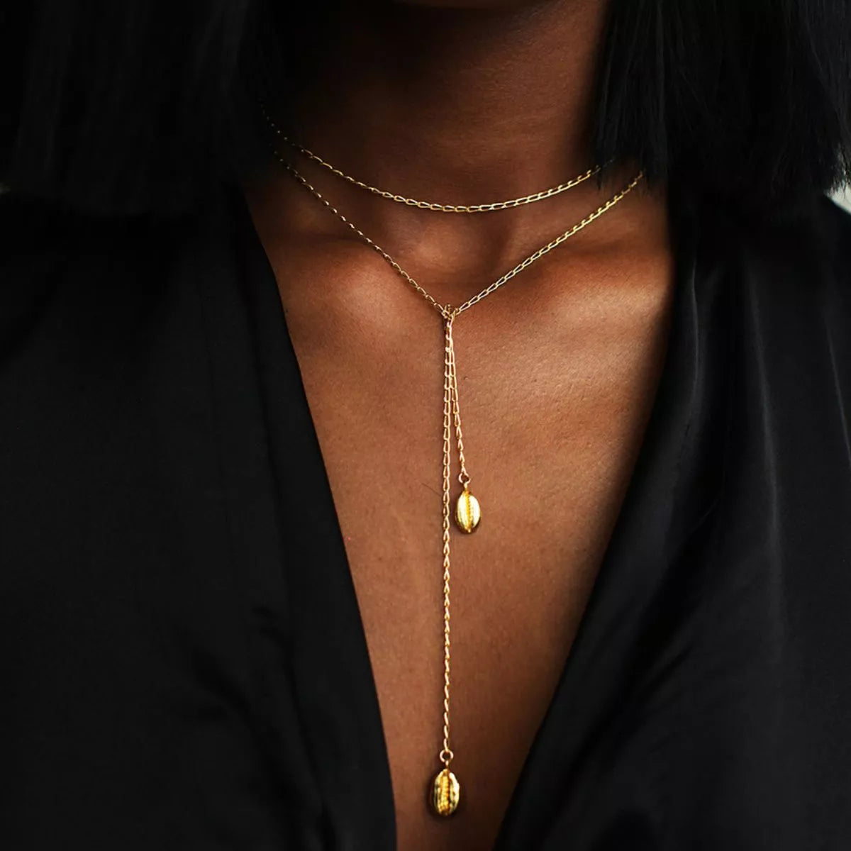 18K Gold-Plated Y-Shaped Necklace in Gold - women's necklace