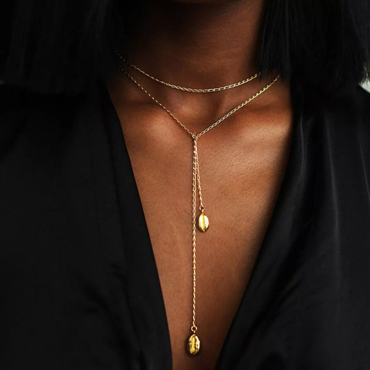 18K Gold-Plated Y-Shaped Necklace in Gold - women's necklace