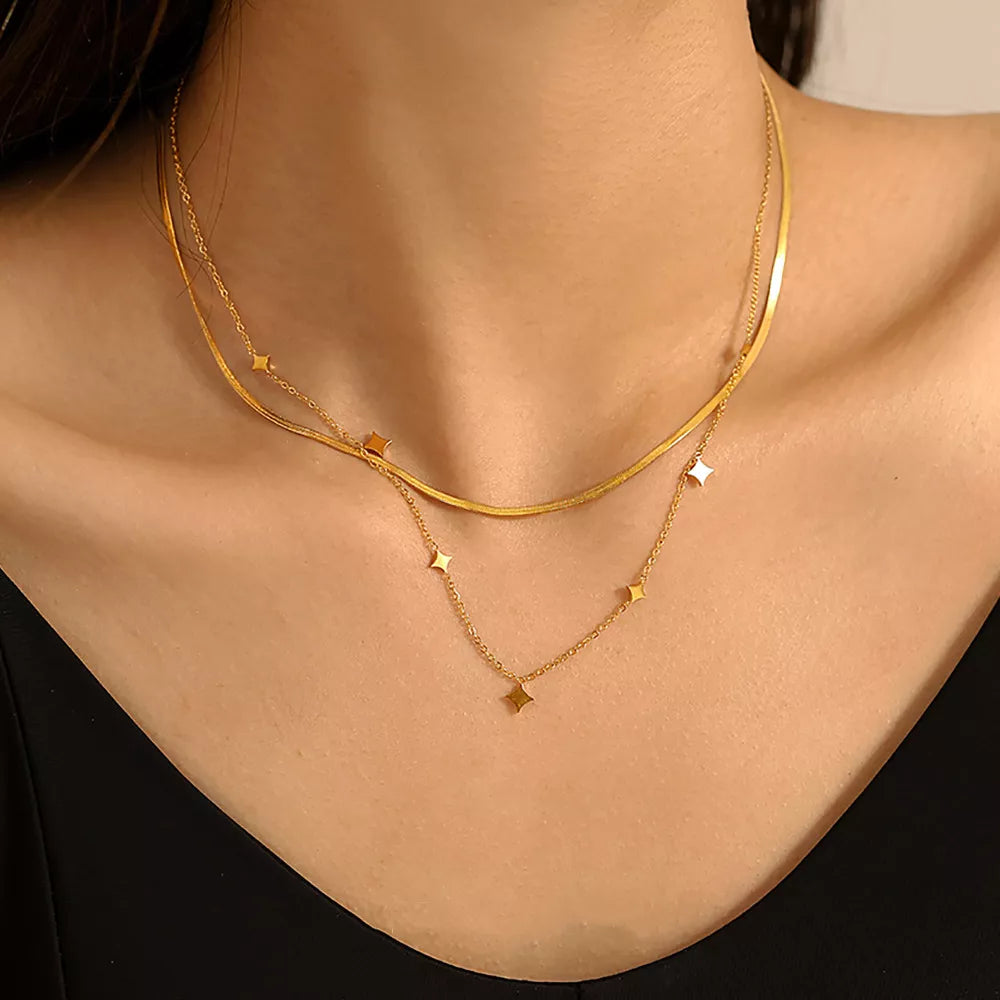 18K Gold-Plated Minimalist Necklace - alternate necklace view