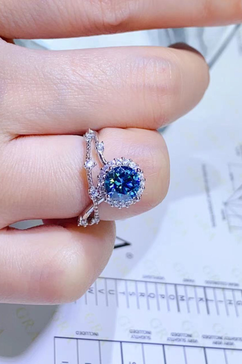1 Carat Moissanite Sterling Silver Ring in Purple - women's ring
