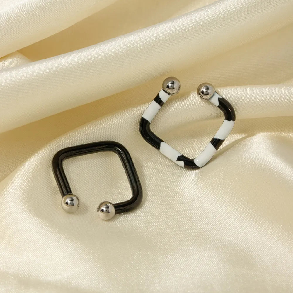 Stainless Steel Oil Drip Cuff Earrings - alternate earring view