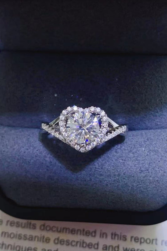 Adored 1 Carat Moissanite Sterling Silver Heart Ring in Green - women's ring