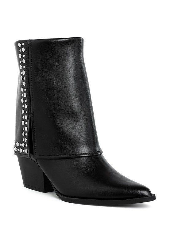 Stud Embellished Foldover Boots