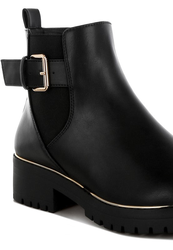 Chunky Buckle Ankle Boots