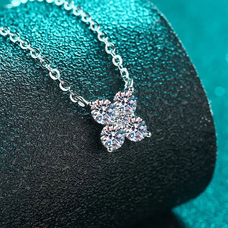 1.26 Carat Moissanite Sterling Silver Geometric Shape Pendant Necklace - alternate necklace view