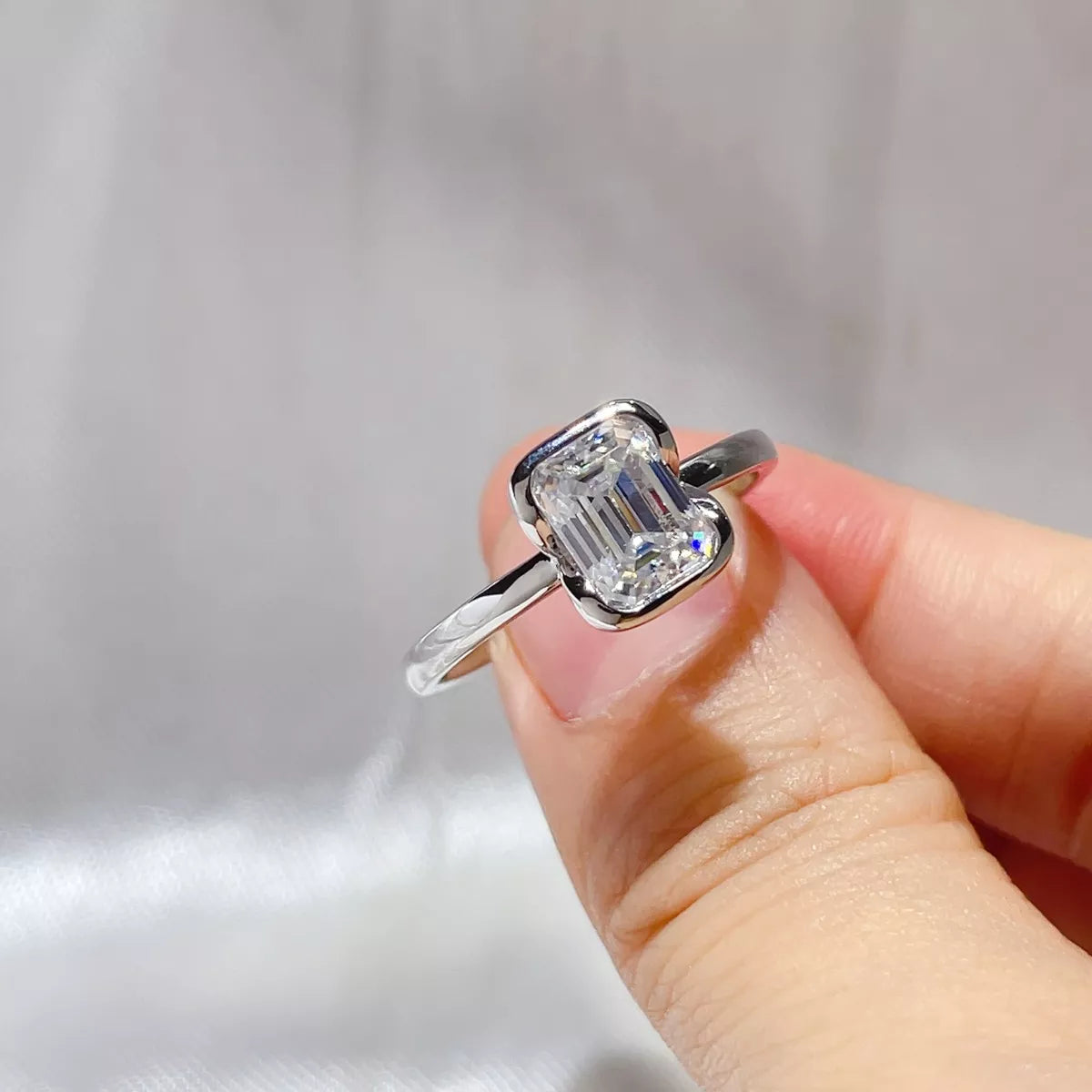 2 Carat Sterling Silver Moissanite Ring in Silver - women's ring