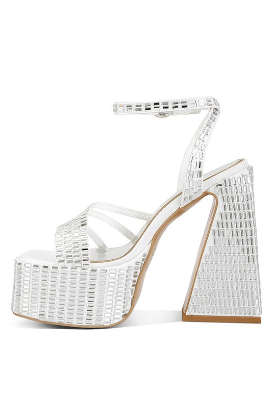 Mirror Embellished Flared Sandals