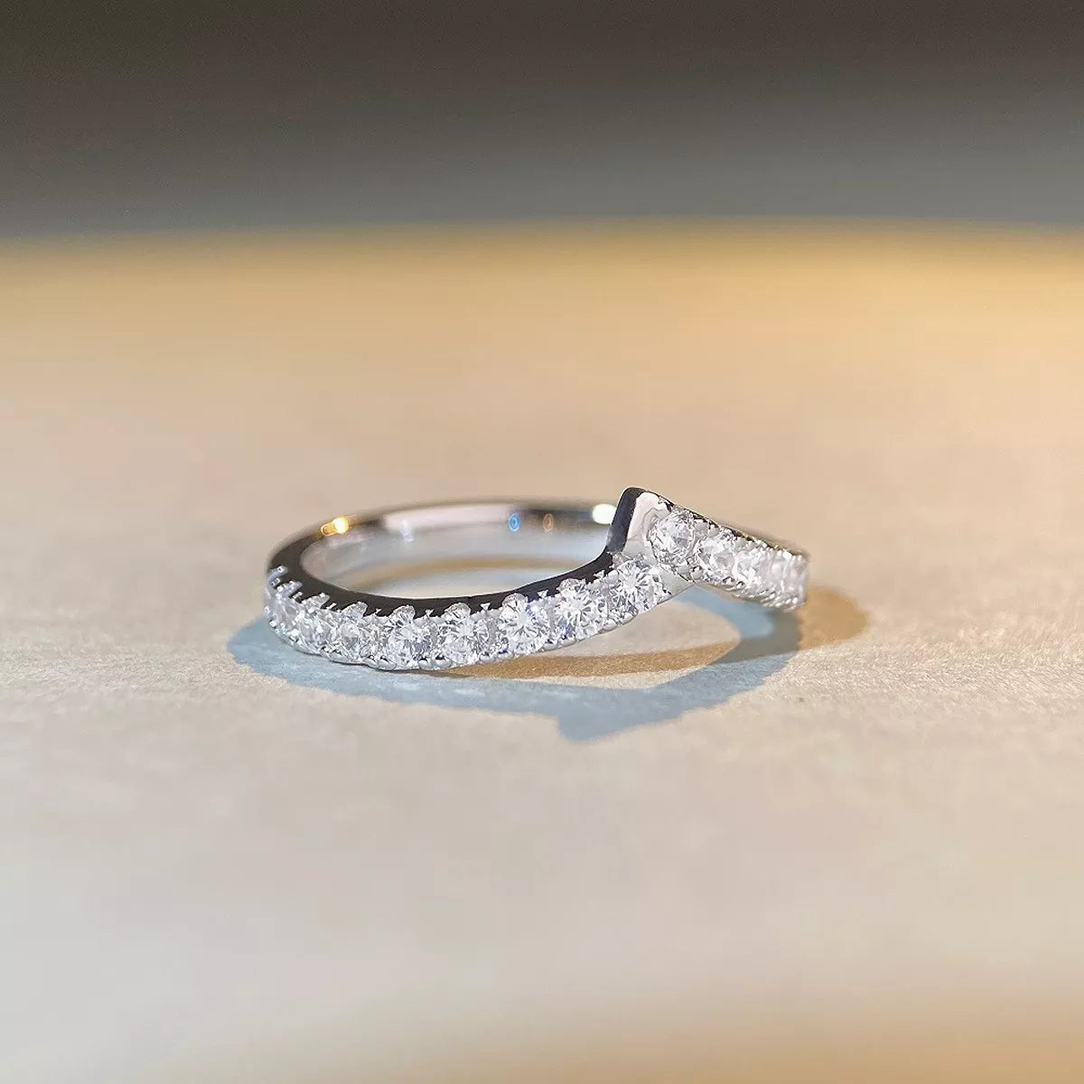 Sterling Silver Zircon Irregular Ring in Silver - women's ring