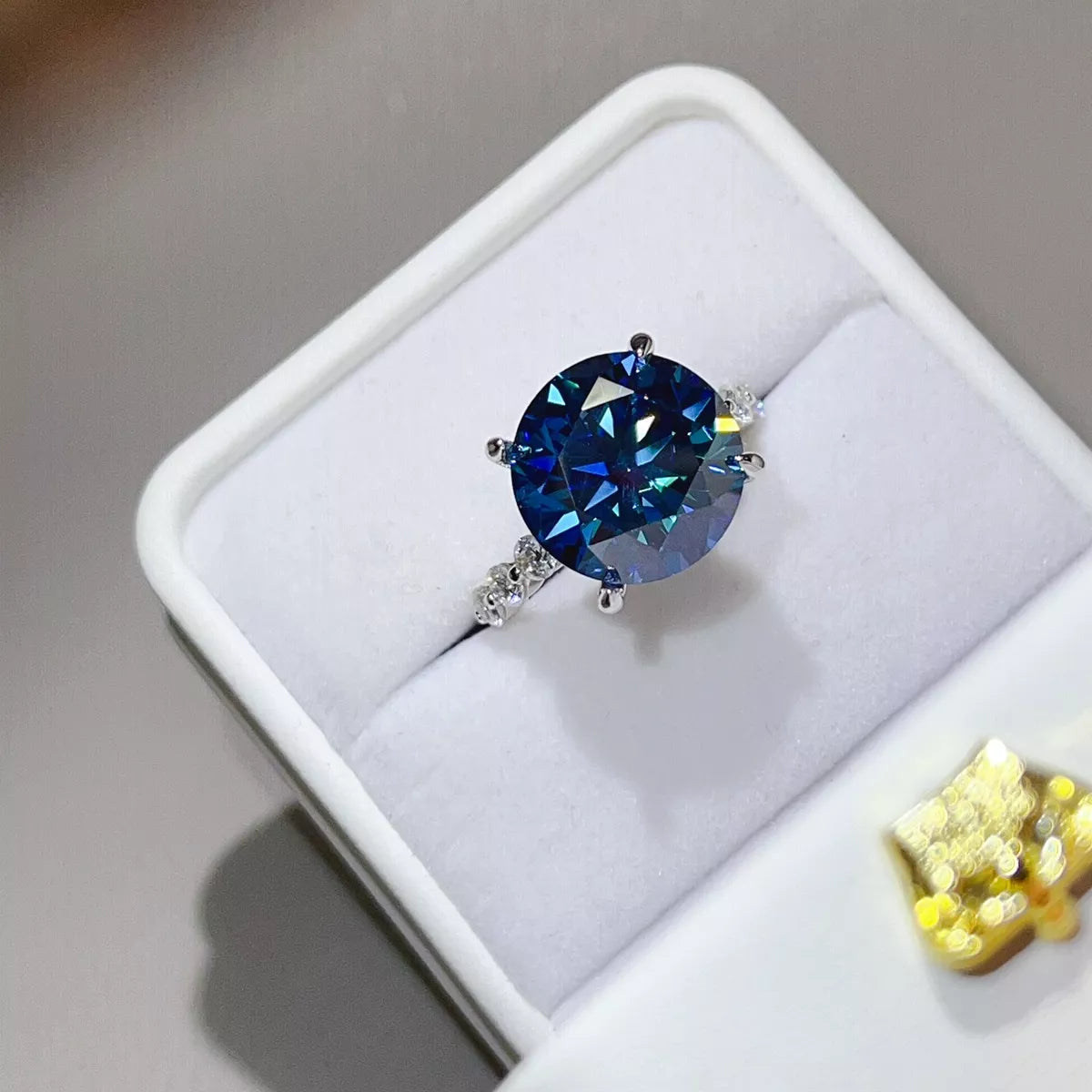 10 Carat Sterling Silver Moissanite Ring in Cerulean - women's ring