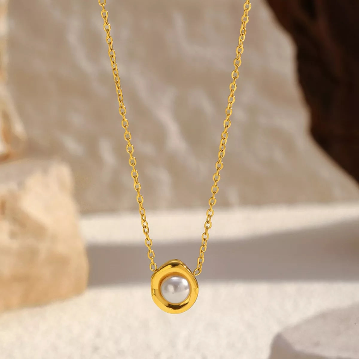 18K Gold-Plated Pearl Necklace in Gold - women's necklace