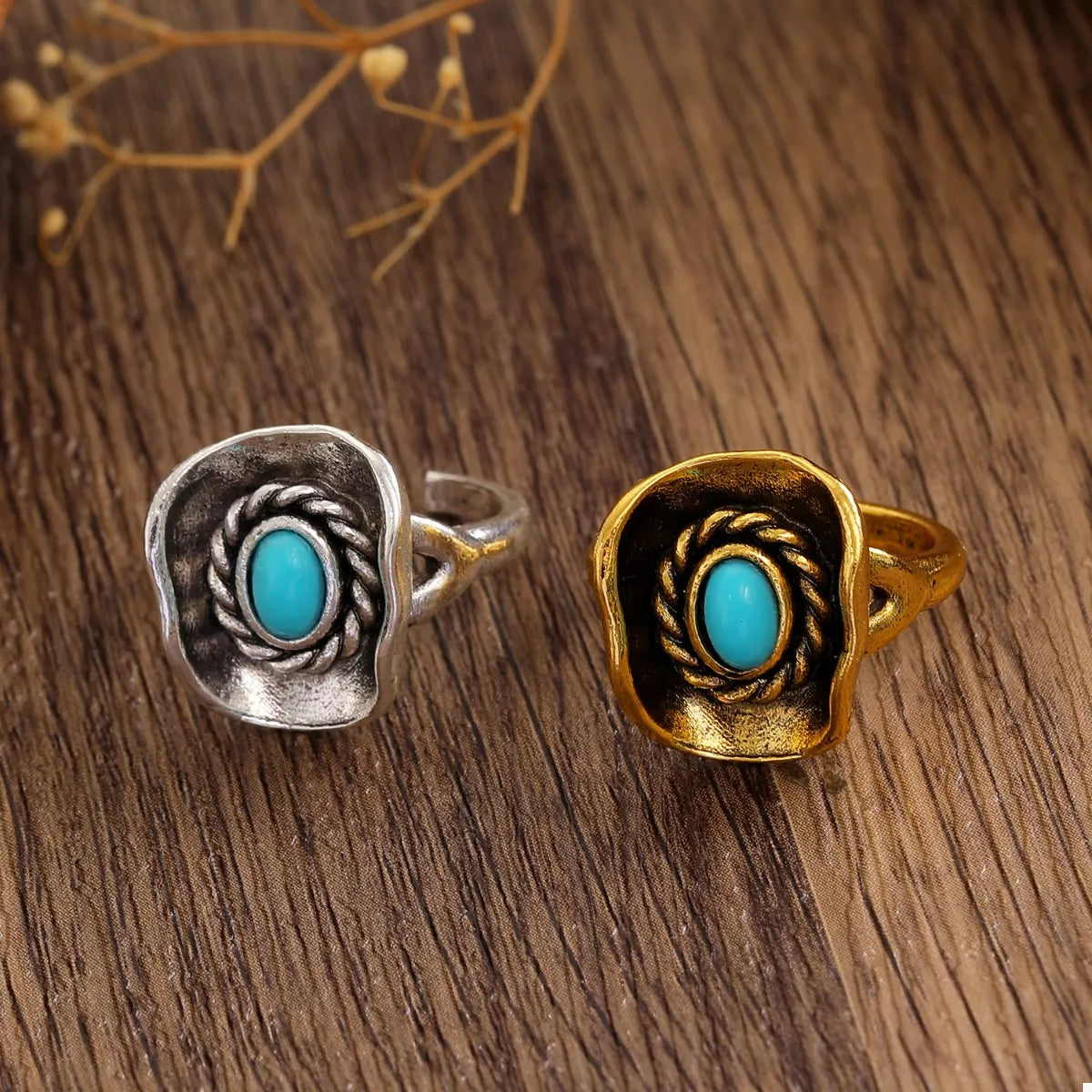 4 Piece Vintage Western Style Bull Head Rings - alternate ring view