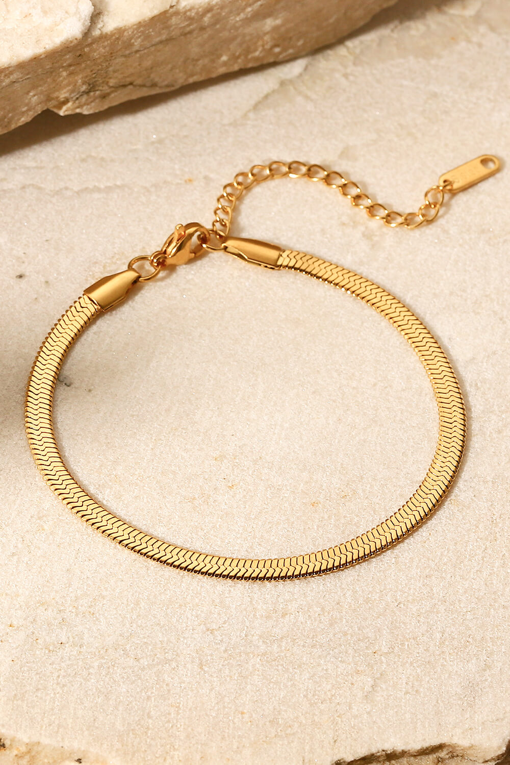 Herringbone Chain Stainless Steel Bracelet in Gold - women's chain bracelet