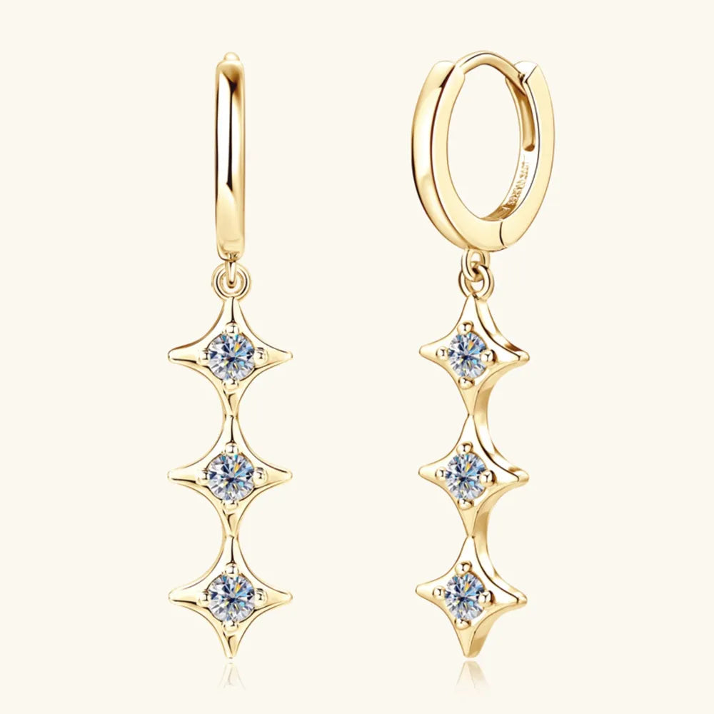 Moissanite Sterling Silver Geometric Shape Earrings - alternate earring view