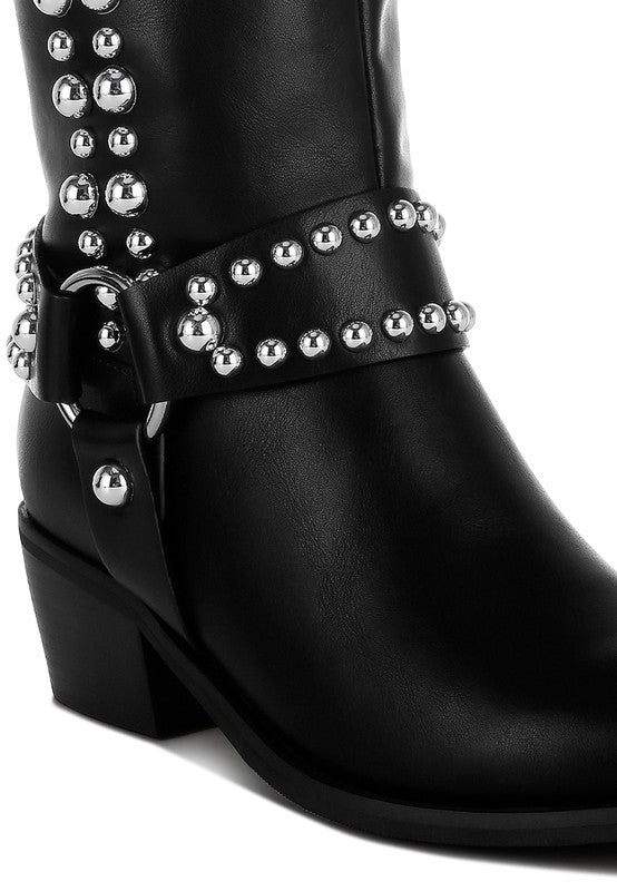 Studded Harness Detail Boots