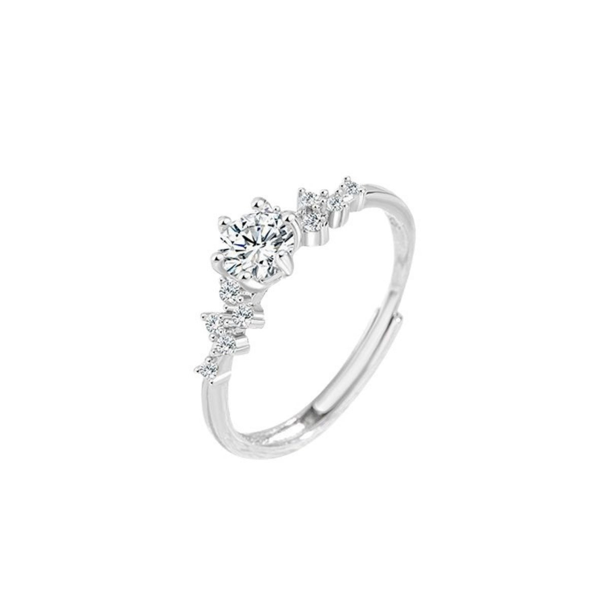 1 Carat Moissanite Sterling Silver Ring - alternate ring view