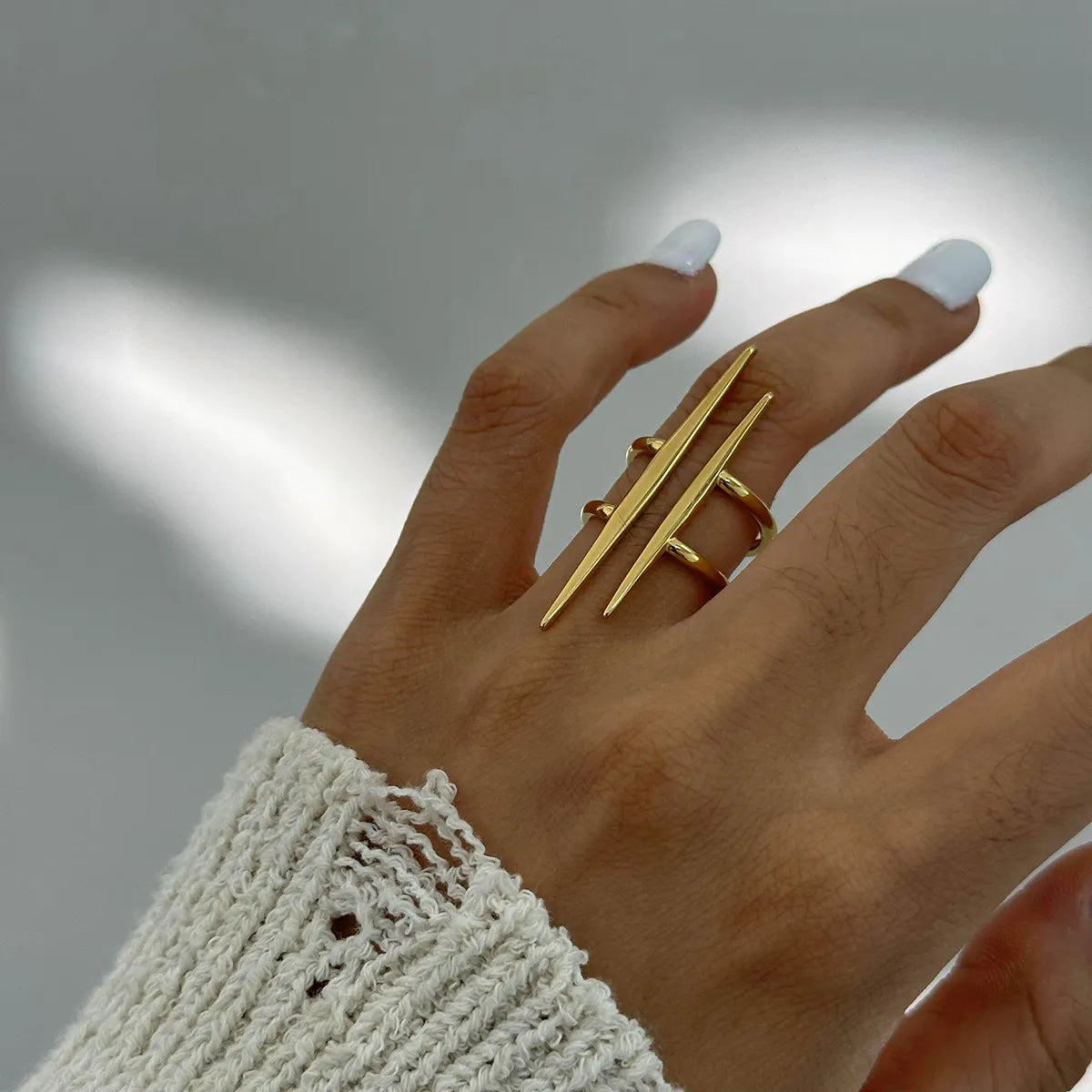 Stainless Steel Asymmetrical Ring in Gold - women's ring